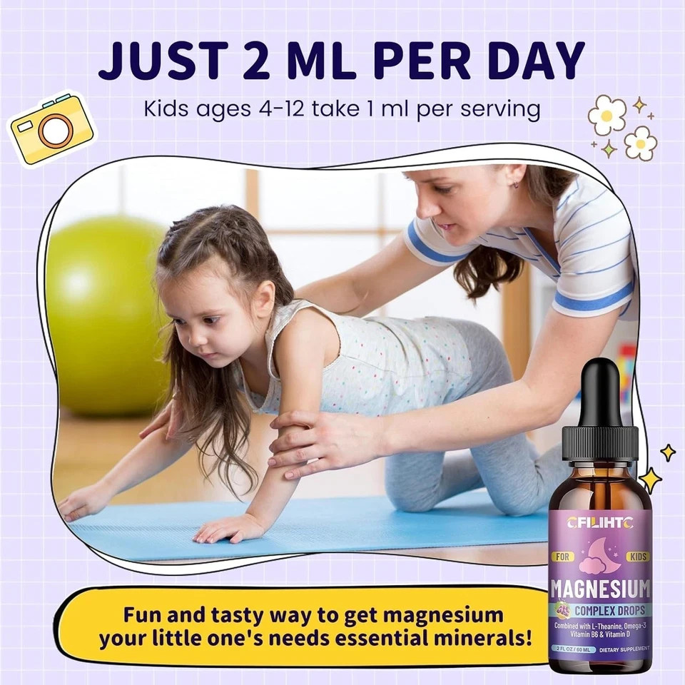 Kids Magnesium Liquid Drops-Magnesium Glycinate Liquid For Kids Supplement