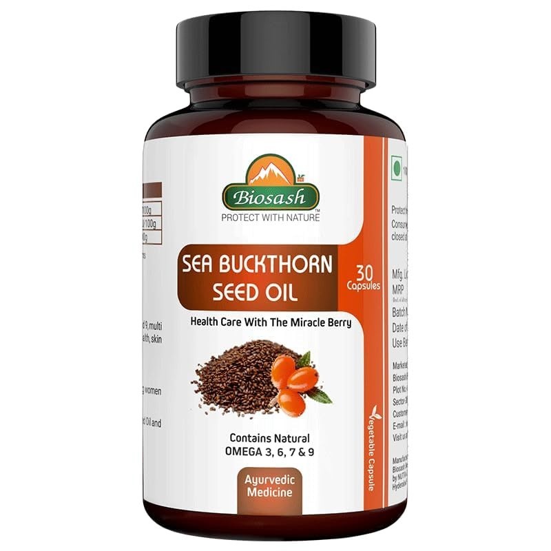 Biosash Sea Buckthorn Seed Oil 30 Capsules Omega 3 6 7 9 Herbal Supplement