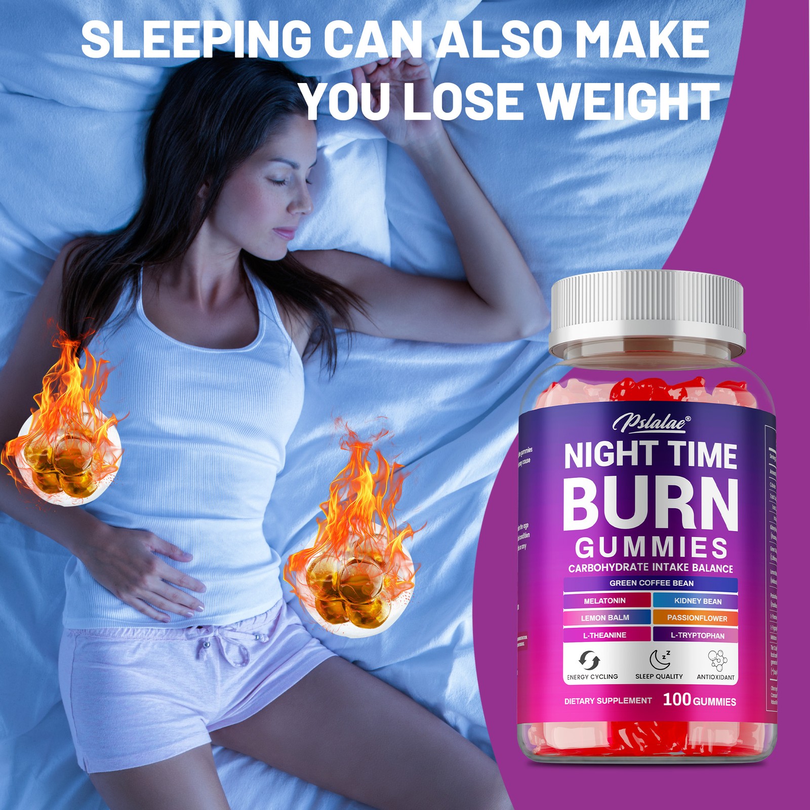 Night Time Burn 200pcs -Sleep Support, Weight Management, Metabolism,Fat Burning