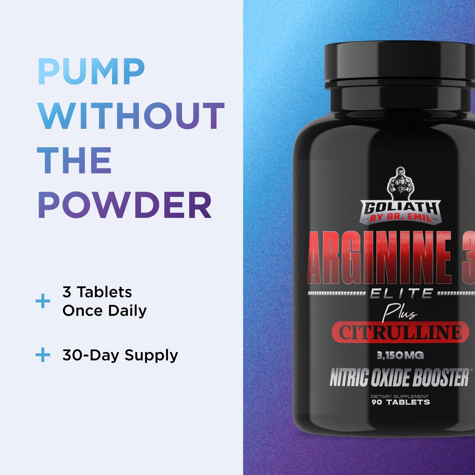 High-Dose Arginine 3K Elite – Nitric Oxide Booster for Blood Flow & Muscle Growt
