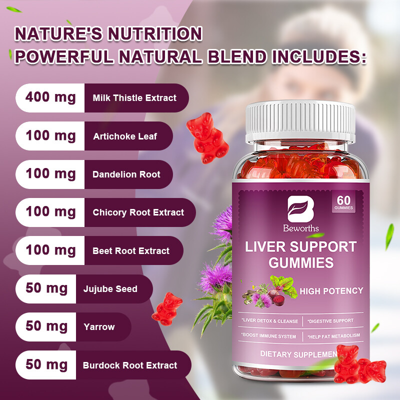 2Packs Liver Support Gummies, Immune, Cleanse, Detox & Repair with Milk Thistle