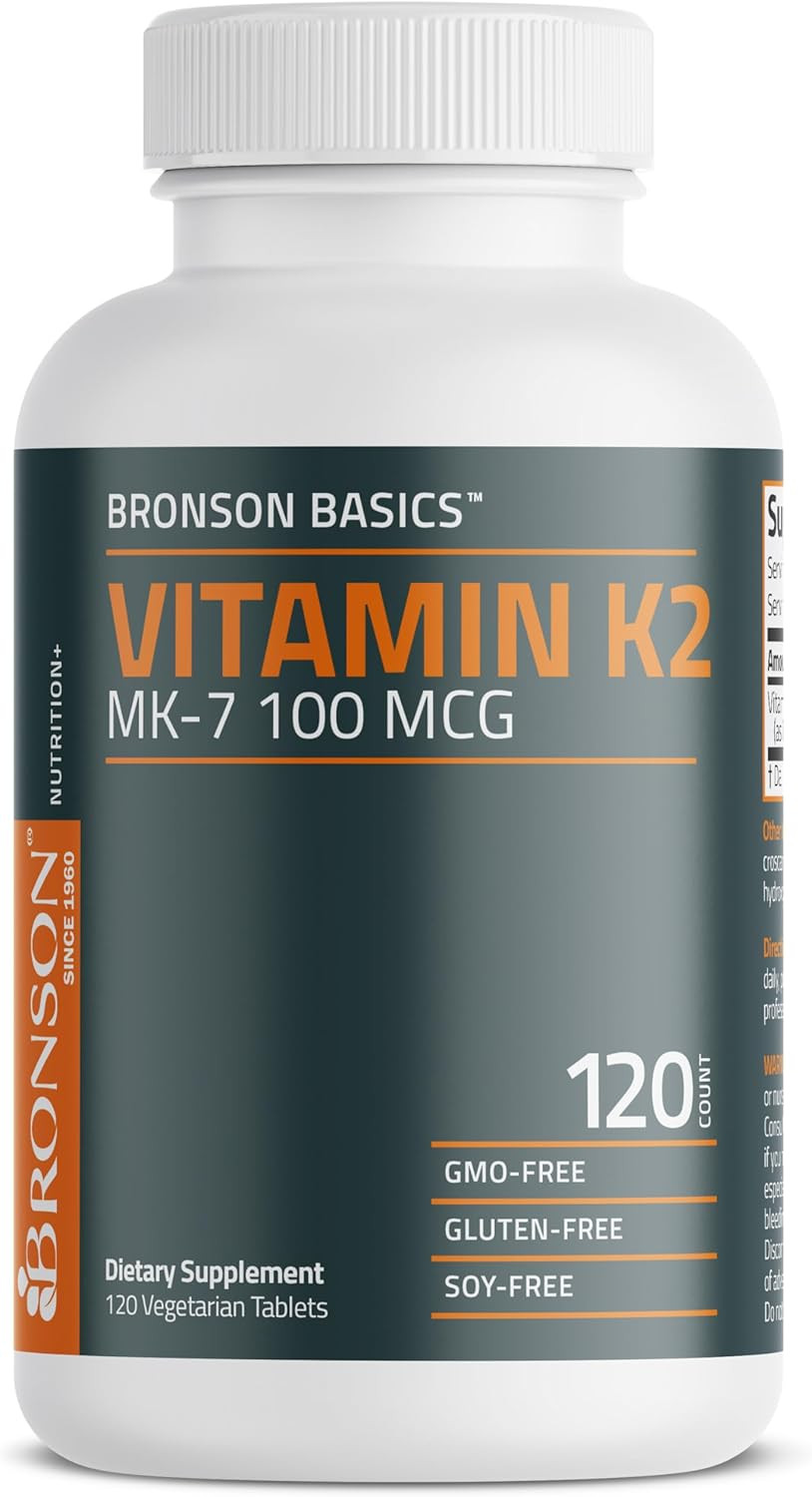 Vitamin K2 MK-7 100 MCG, K2 as MK7 Menaquinone, Bone Support Non-Gmo, 120ct, 1pk