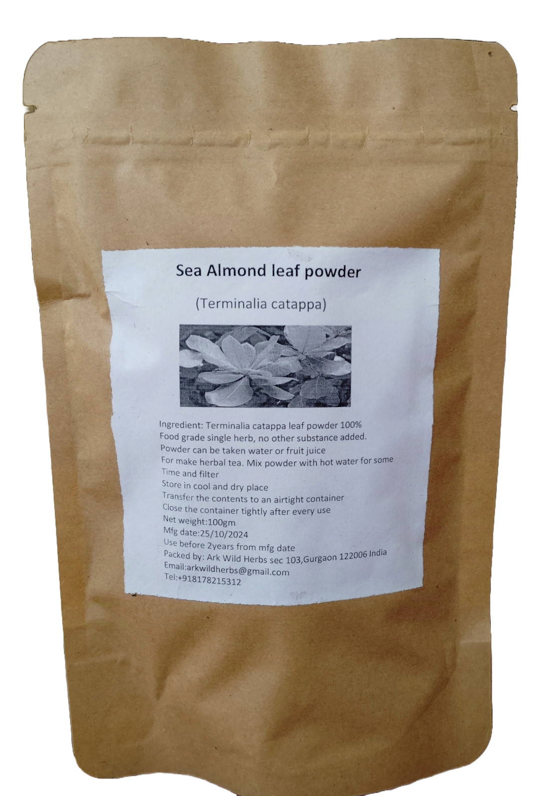 ARK PURE HERB Terminalia catappa-Sea Almond-Indian almond leaf powder organic