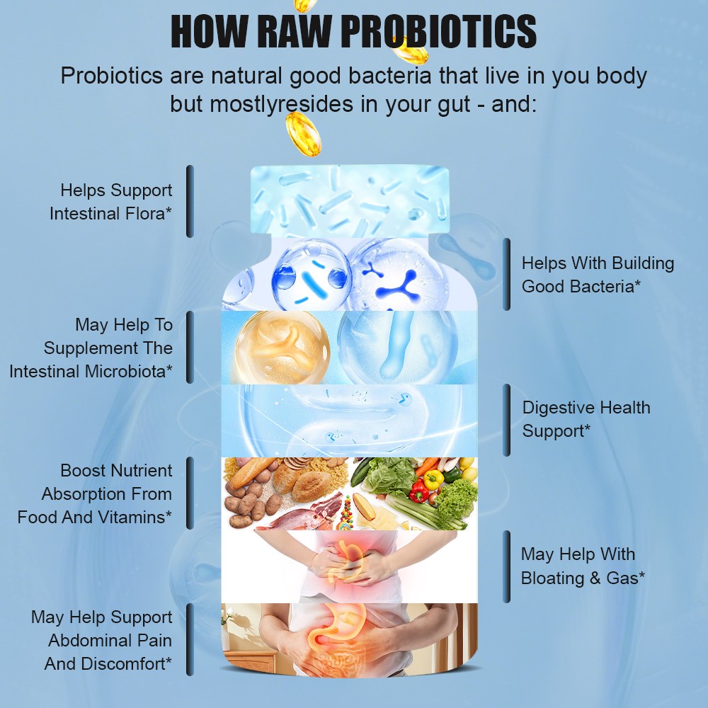Raw Probiotics 100 Billion CFU Gut Health Digestive & Immunity Support