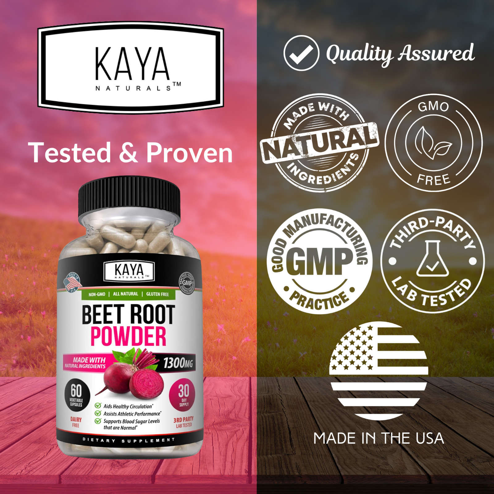 (2 Pack) Organic Beet Root Powder 1300mg Per Serving, 120 Capsules Total