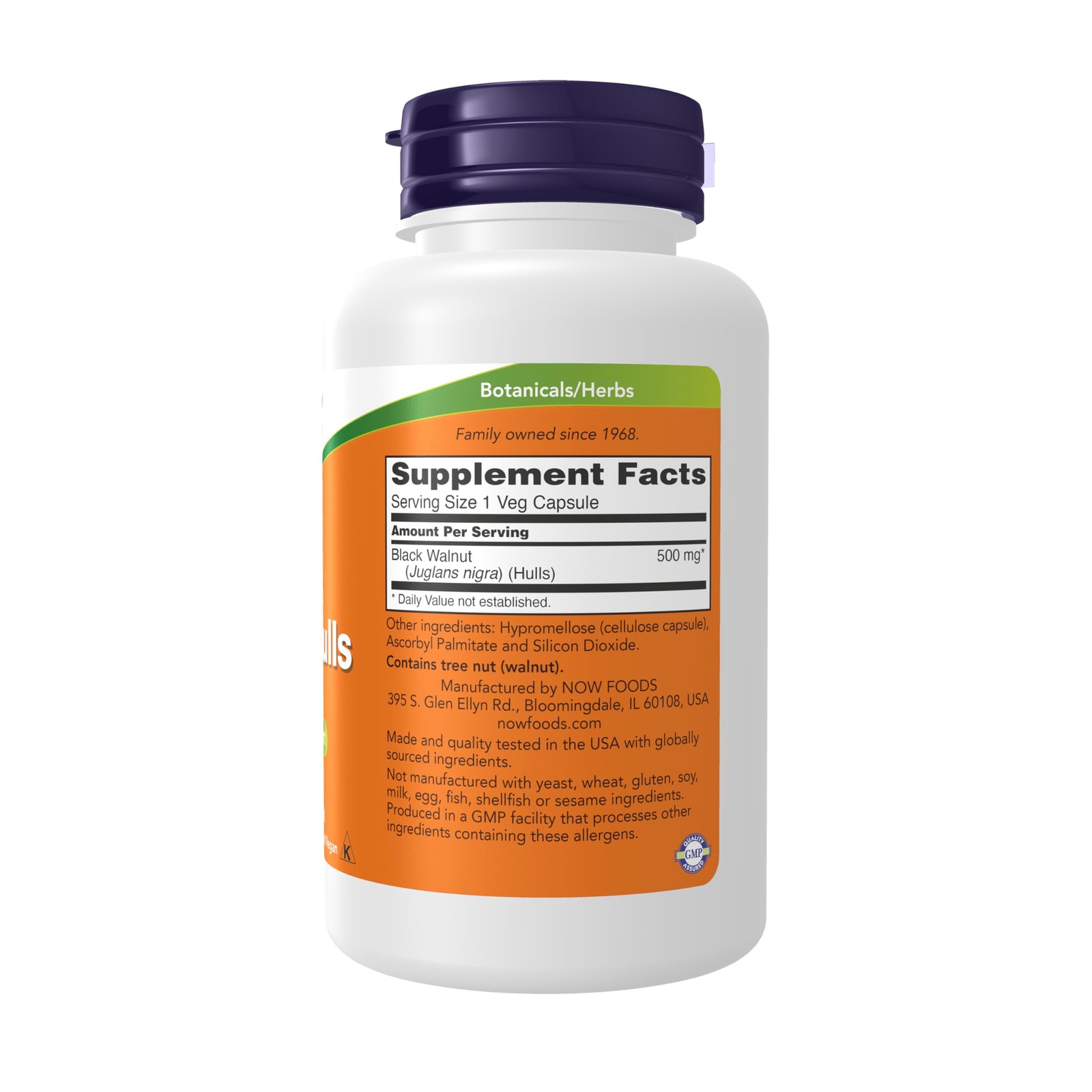 NOW Foods Supplements, Black Walnut Hulls 100 Count (Pack of 1), Dark Brown
