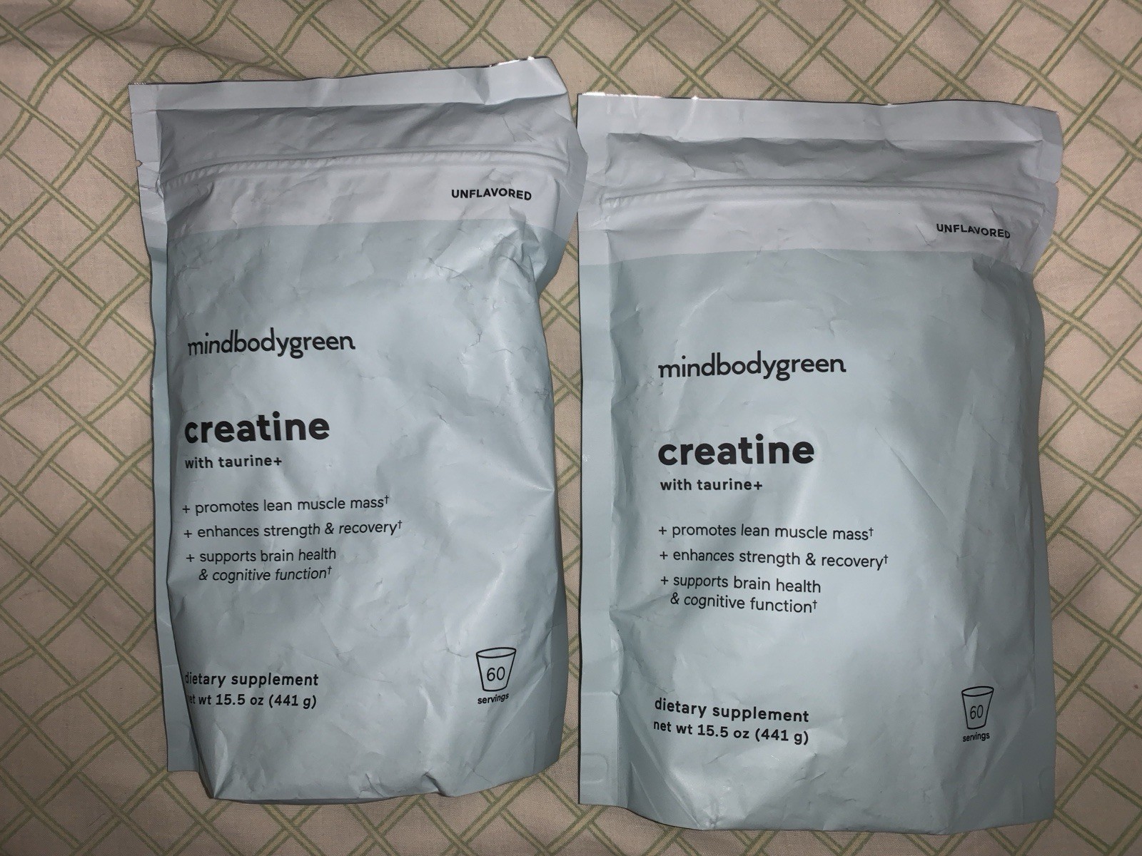 2 Units mindbodygreen Creatine+ with Taurine 60 Servings (total 120) Powder Bag