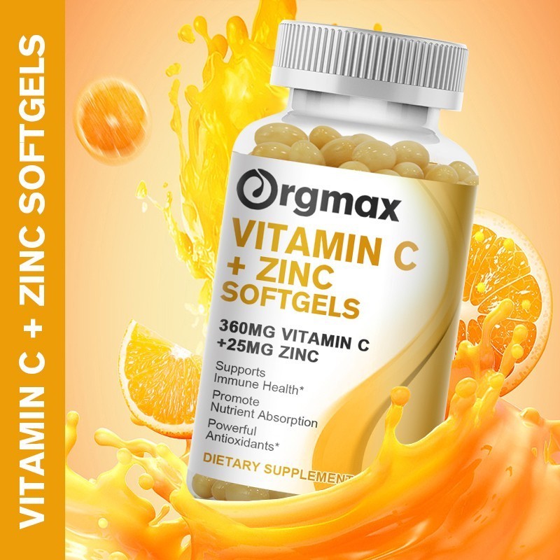 Vitamin C 120 Softgels Plus Zinc High Absorption Immune Antioxidant Supplement
