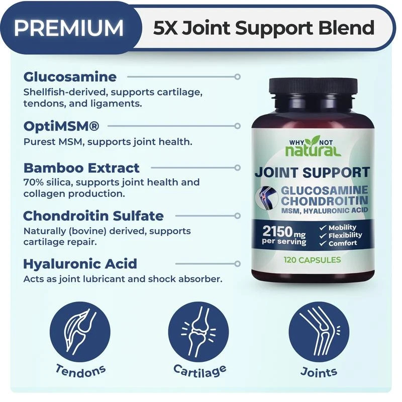 Why Not Natural Glucosamine Chondroitin MSM Joint Support Supplements – 360 Caps