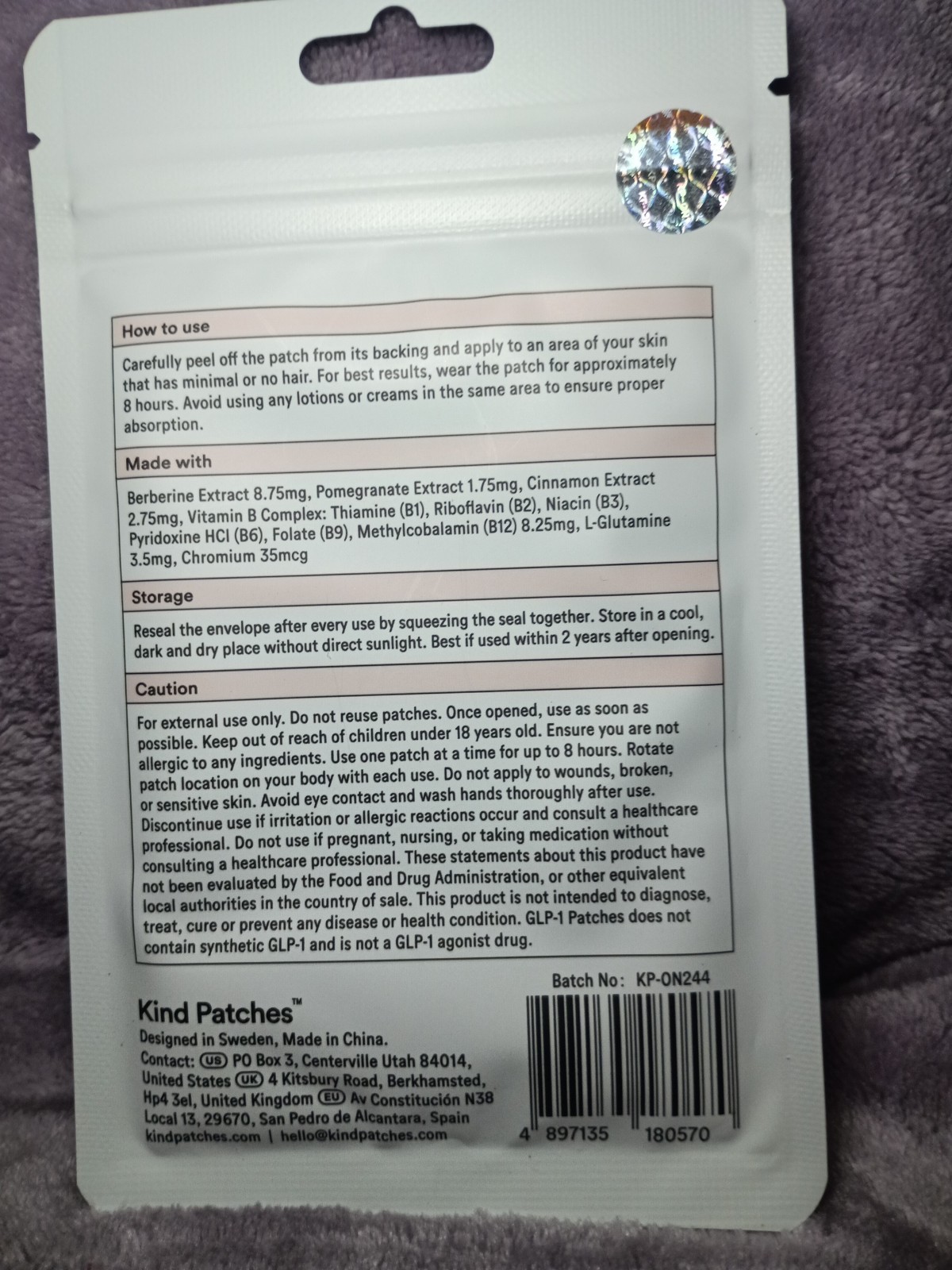 Weight-loss Patches Berberine Patches by Kind Patches – 30 Count Patches