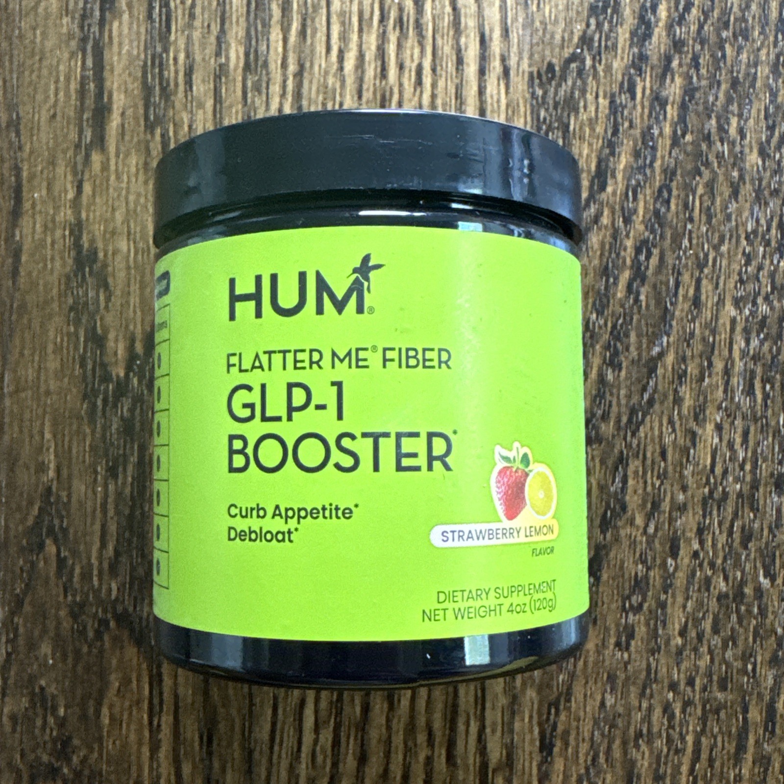 HUM Flatter Me Fiber, Supplement Prebiotics Strawberry Lemon 4oz. Exp 07/27