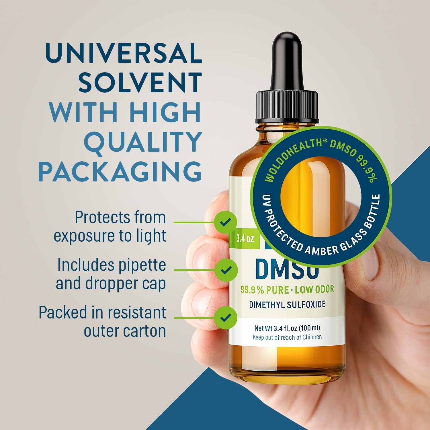 99.9% Pure DMSO Liquid – FT-IR Verified, Low Odor, 3.38 fl. oz in Glass Dropper