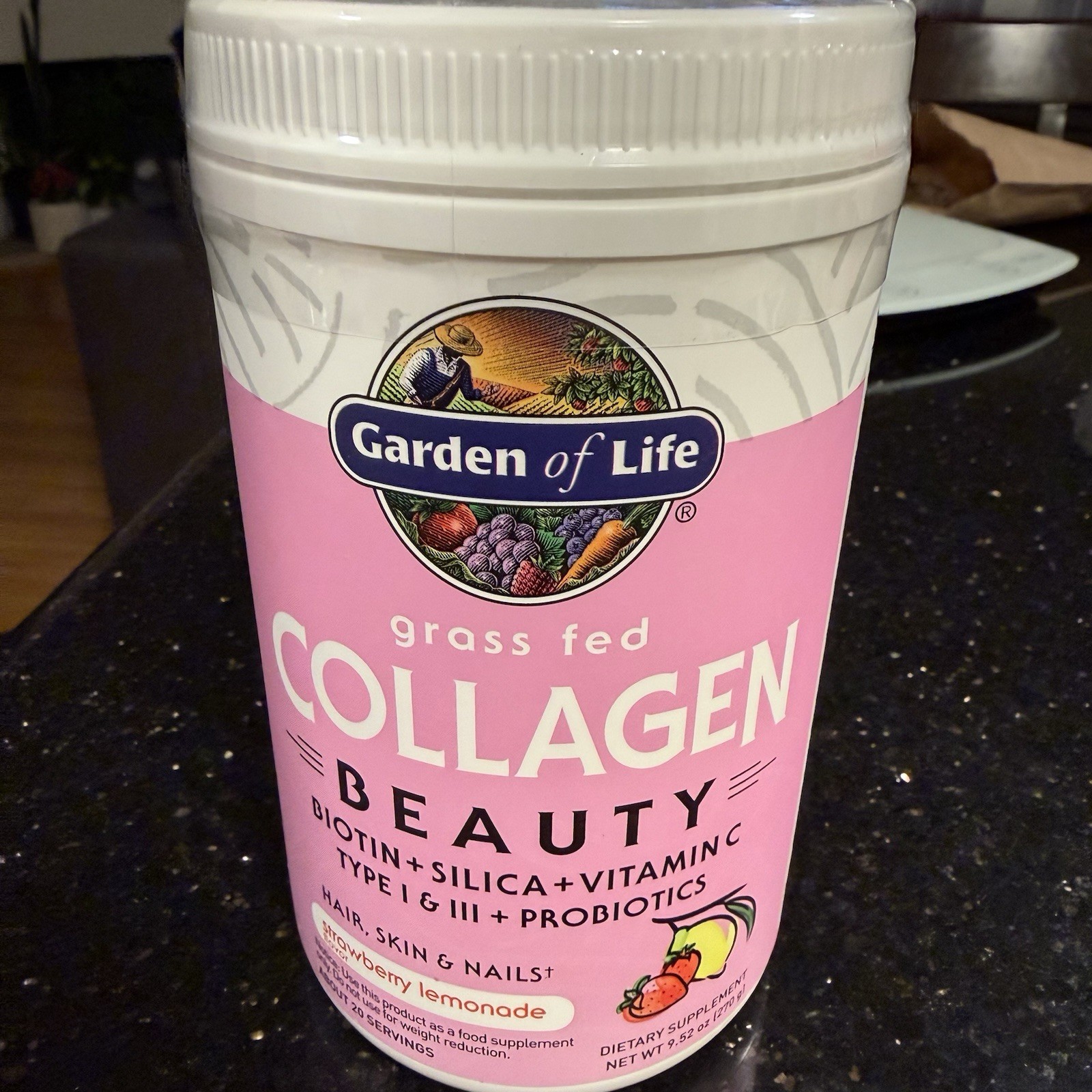 Garden of Life Grass Fed Collagen Beauty Strawberry Lemonade Flavor 9.52 Oz