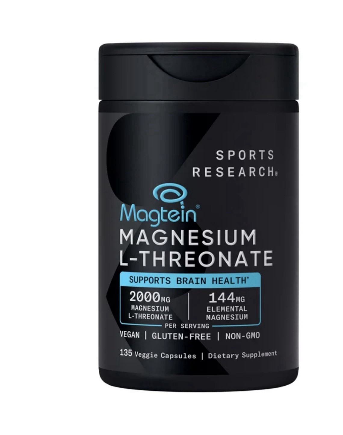 Sports Research Magtein Magnesium L-Threonate 144mg Vegan Non-GMO 135 Caps