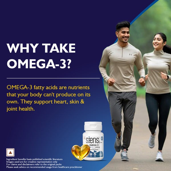 Siens by Dabur Omega 3 Fish Oil Capsule | Daily Heart Brain And Wellness Support