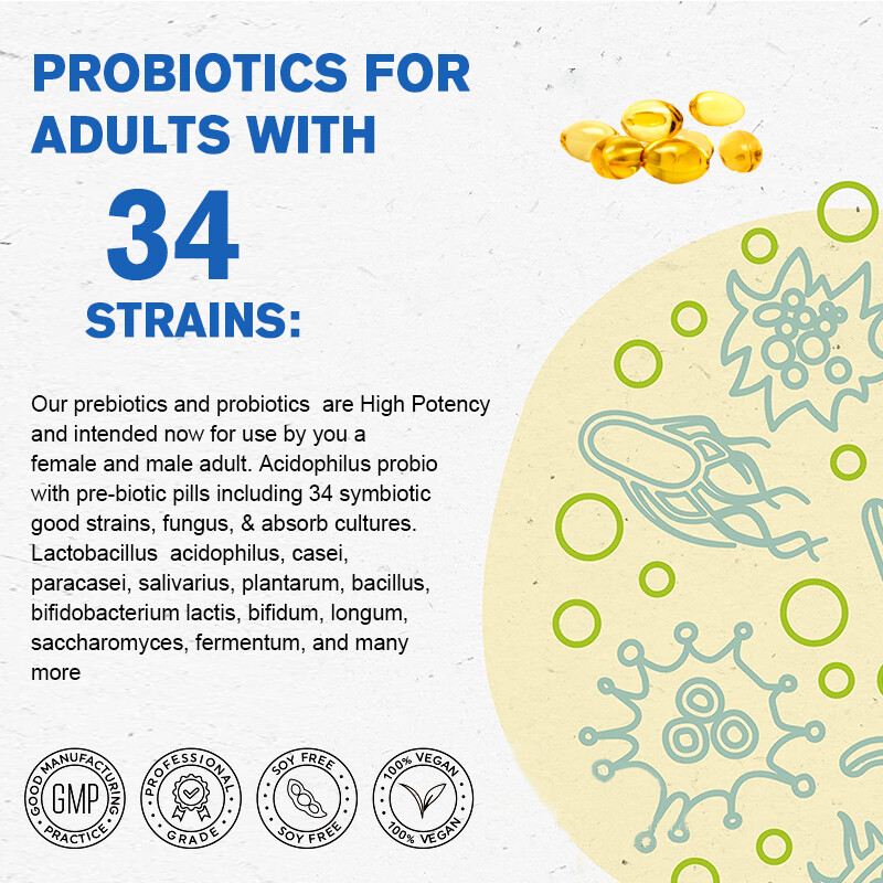Probiotics 100 Billion CFU Potency Digestive Immune Health Gut Health Supplement