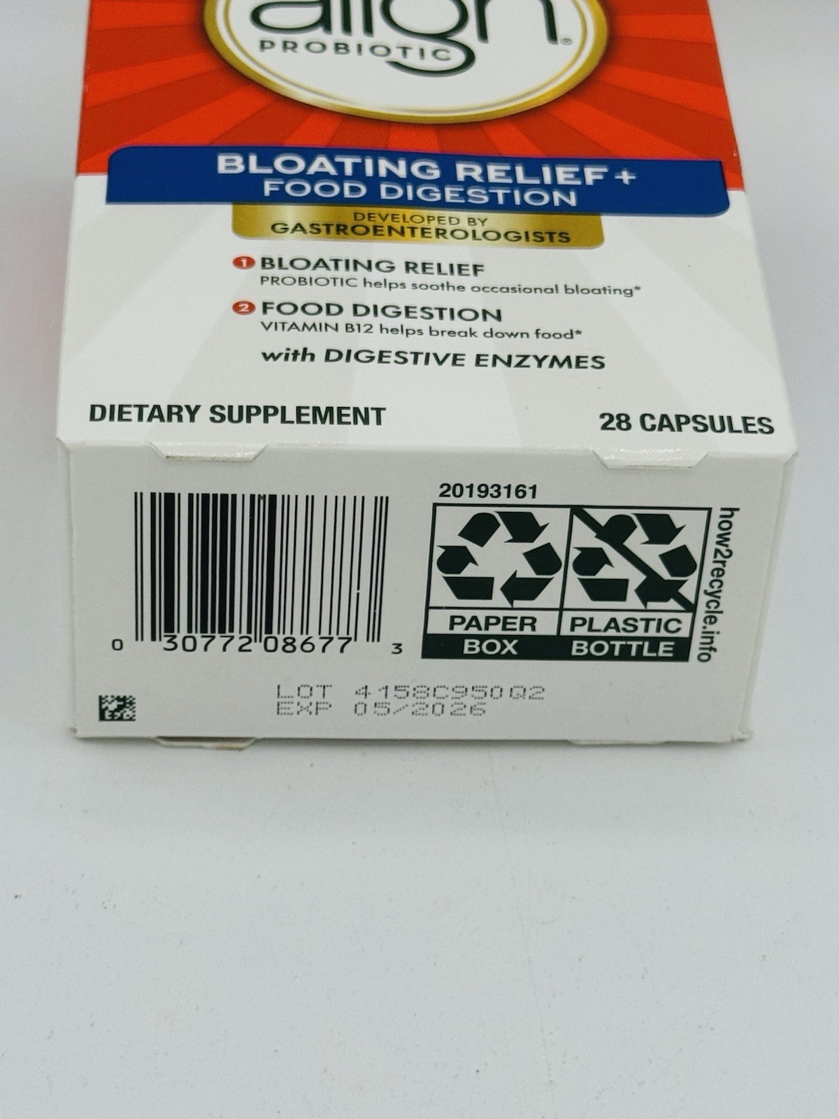 Align Probiotic Bloating Relief + Food Digestion – 28 Capsules – Exp. 05/2026