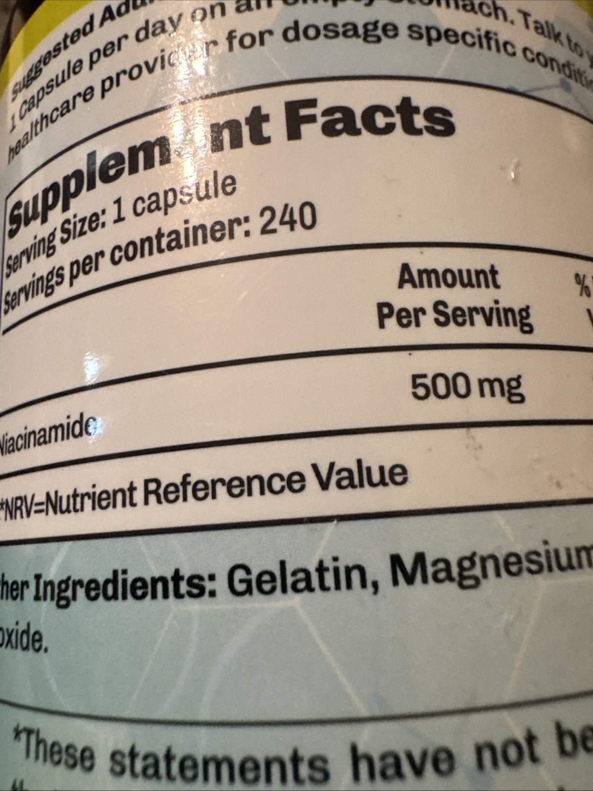 NEXT GEN U – Niacinamide (Vitamin B3) 500mg, 240 Capsules – Flush, Gluten Free
