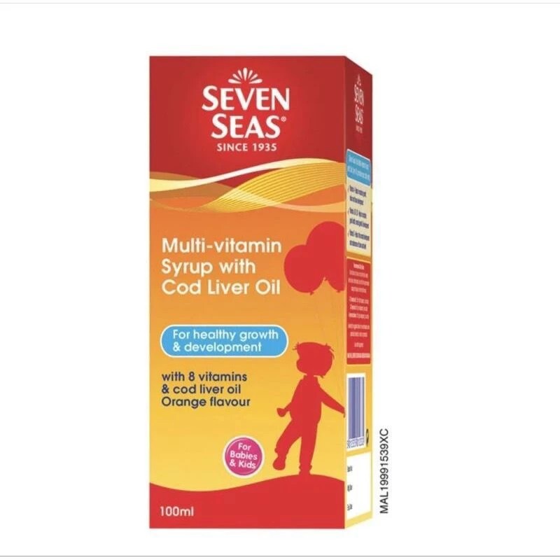 SEVEN SEAS Multivitamin Syrup Cod Liver Oil Children Orange 4 X 100ML