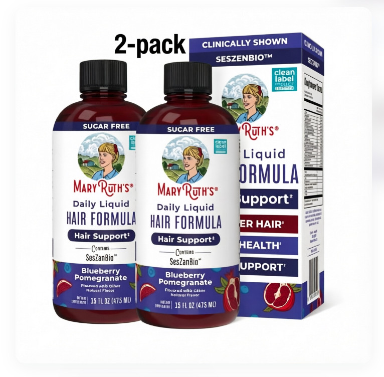 2-pack MaryRuth’s Daily Liquid Hair Supplement, Blueberry & Pomegranate Flavor