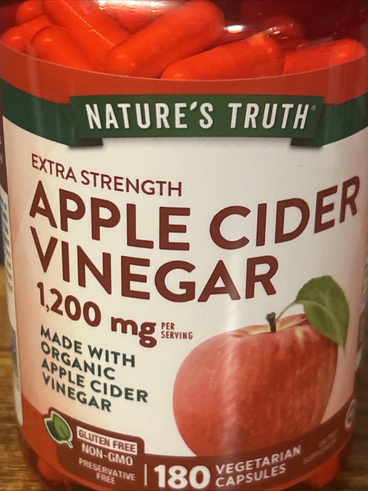Nature’s Truth 1200mg Apple Cider Vinegar Capsules – 180 Count – Exp. 07/2028
