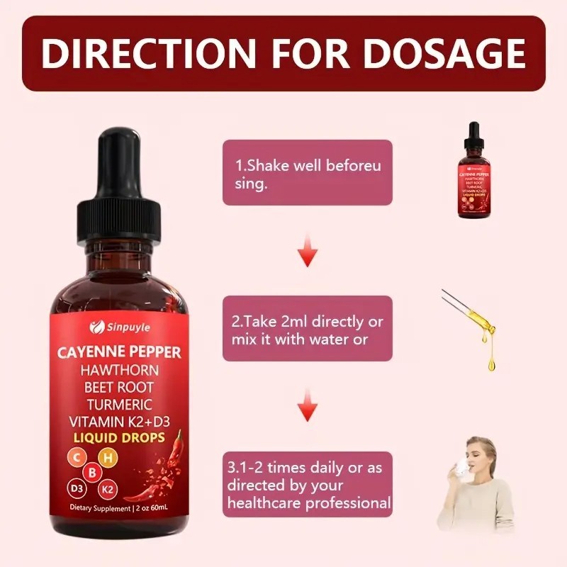 Cayenne Pepper Supplement Liquid Drops + Hawthorn Berry – Pack 2