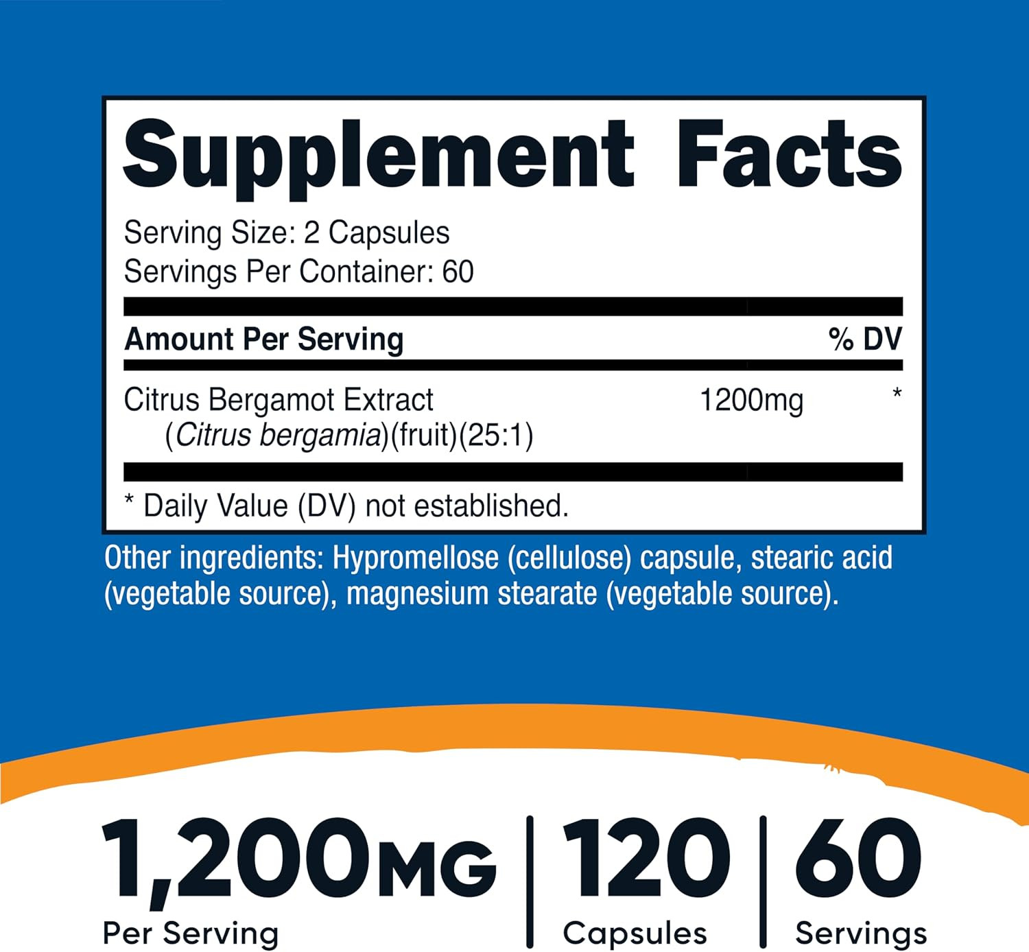 Nutricost Citrus Bergamot Capsules 1200mg 120 Ct