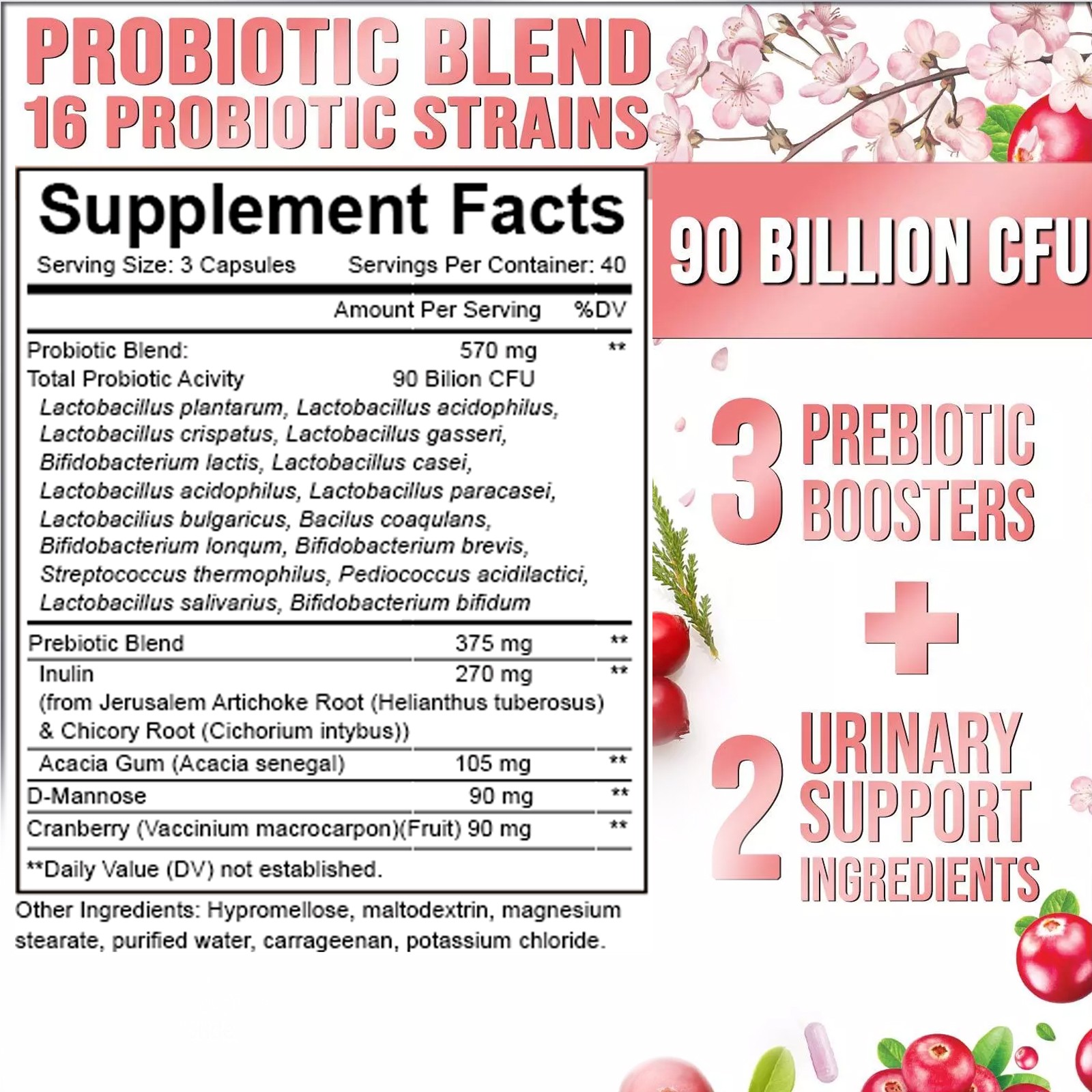 Probiotics designed for Women with Prebiotics 90Billion CFU&16 Diverse Strains