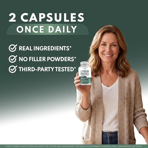 Lithium Orotate 10mg | 5mg Per Capsules | High Bioavailability Trace Mineral | P