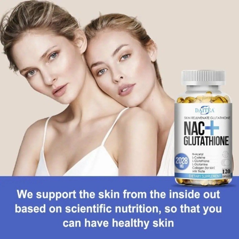 Daitea NAC + Glutathione 120 Caps Liver Skin Health Support – 1/2/3 Bottles