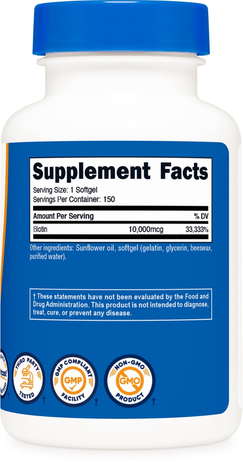 Nutricost Biotin (10,000mcg) with Coconut Oil 150 Softgels