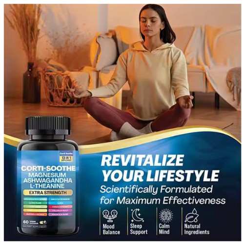 CORTI-SOOTHE Cortisol Magnesium Ashwagandha L-theanine – Relieve Stress++