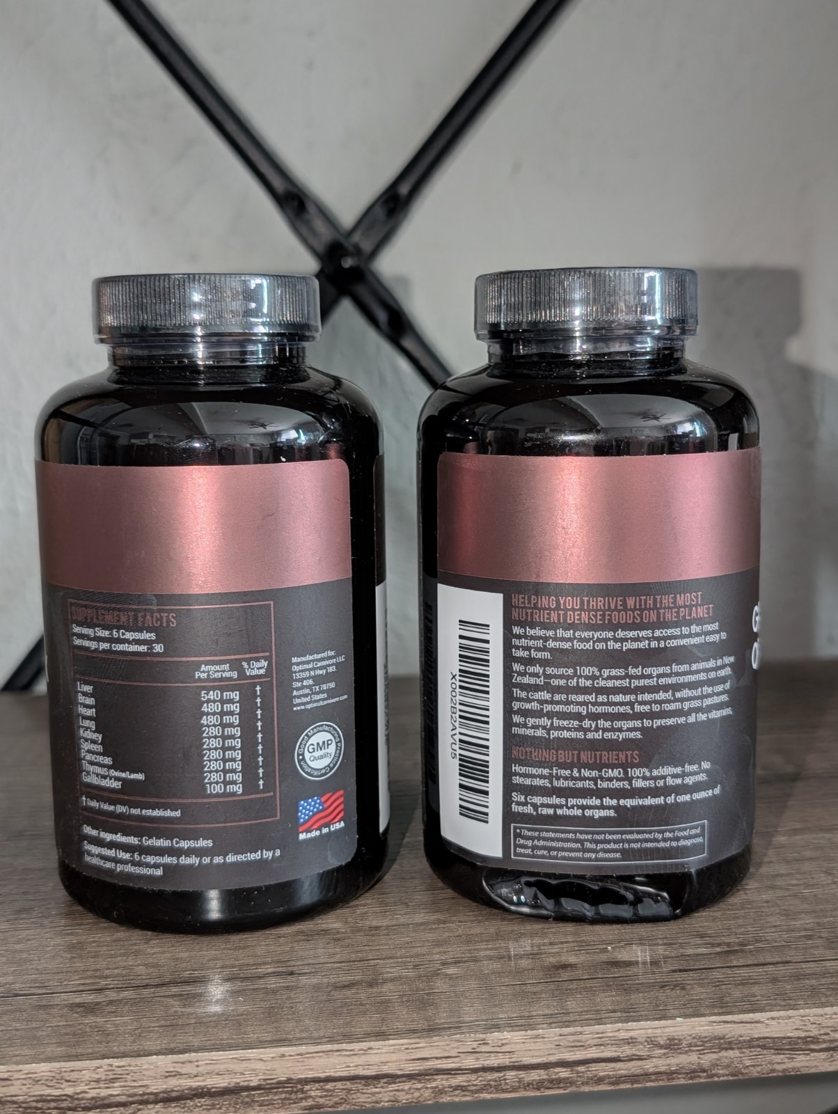 Optimal Carnivore Grass Fed Organ Complex 180 Caps Each ×2 Bottles Lot NEW