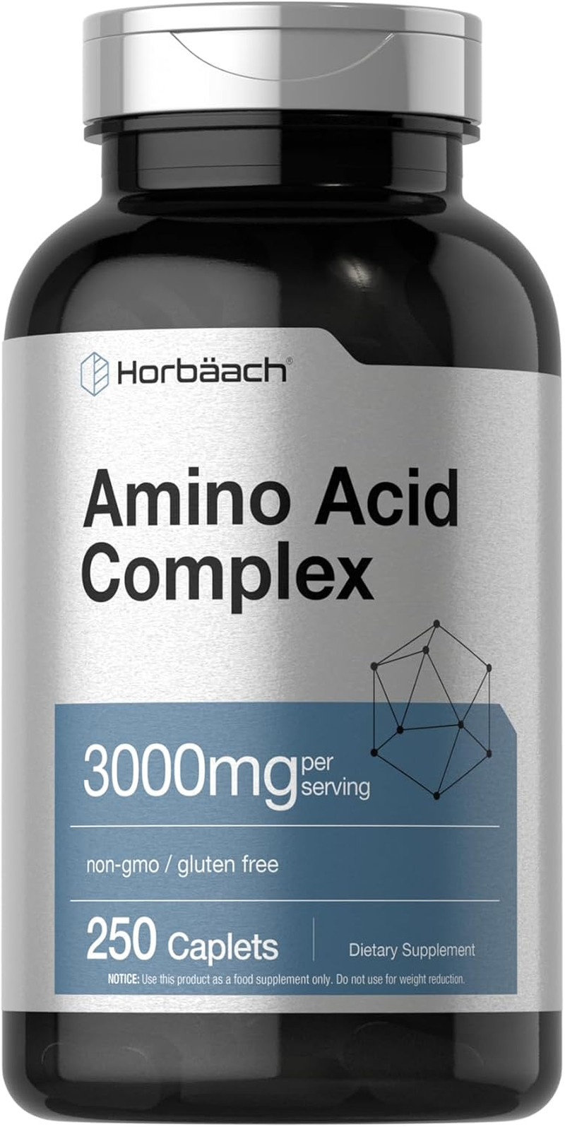 Horbäach Amino Acid Complex 3000Mg | 250 Caplets | Non-Gmo EXP:10/28
