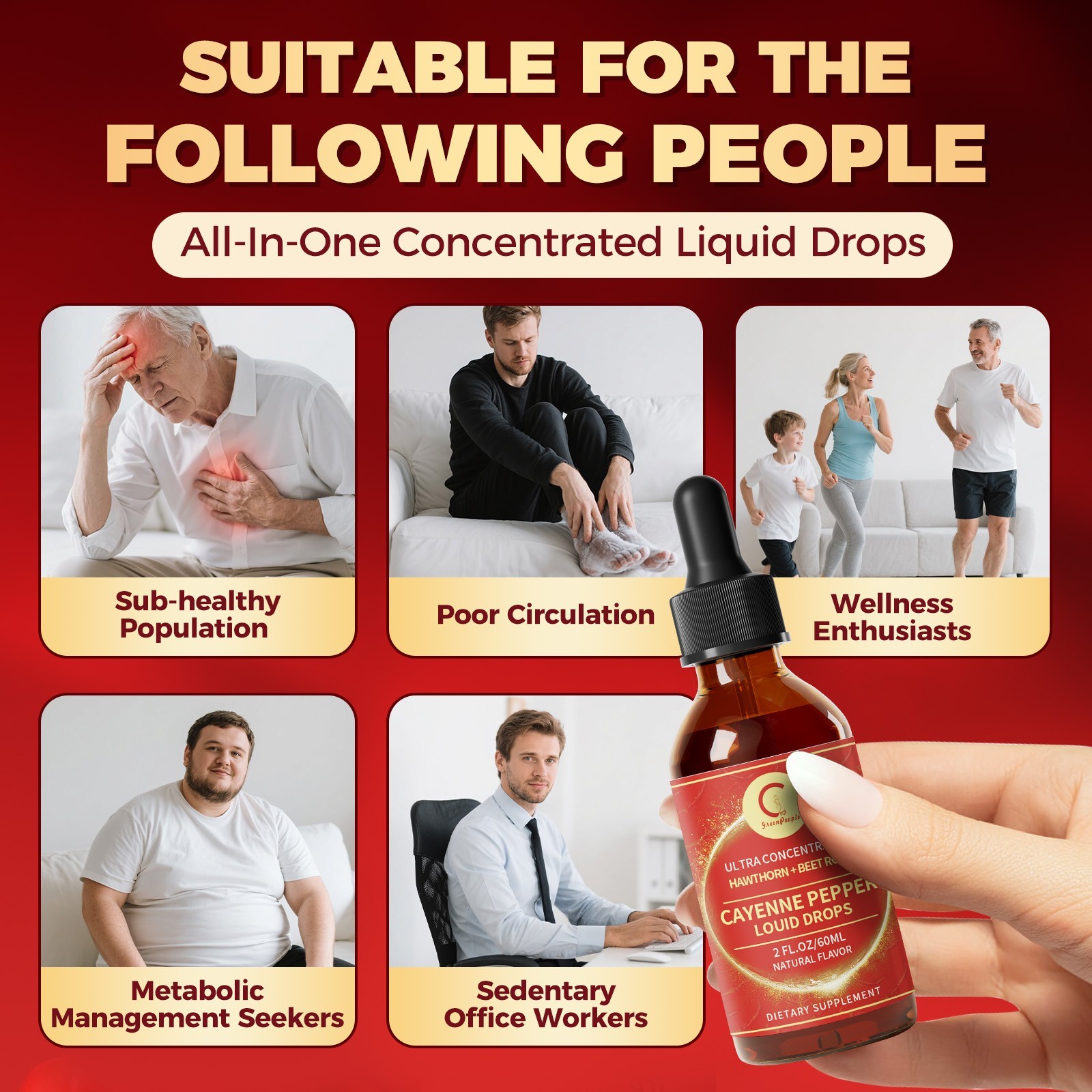 Cayenne Pepper Supplement Liquid Drops Metabolism & Support Weight Management