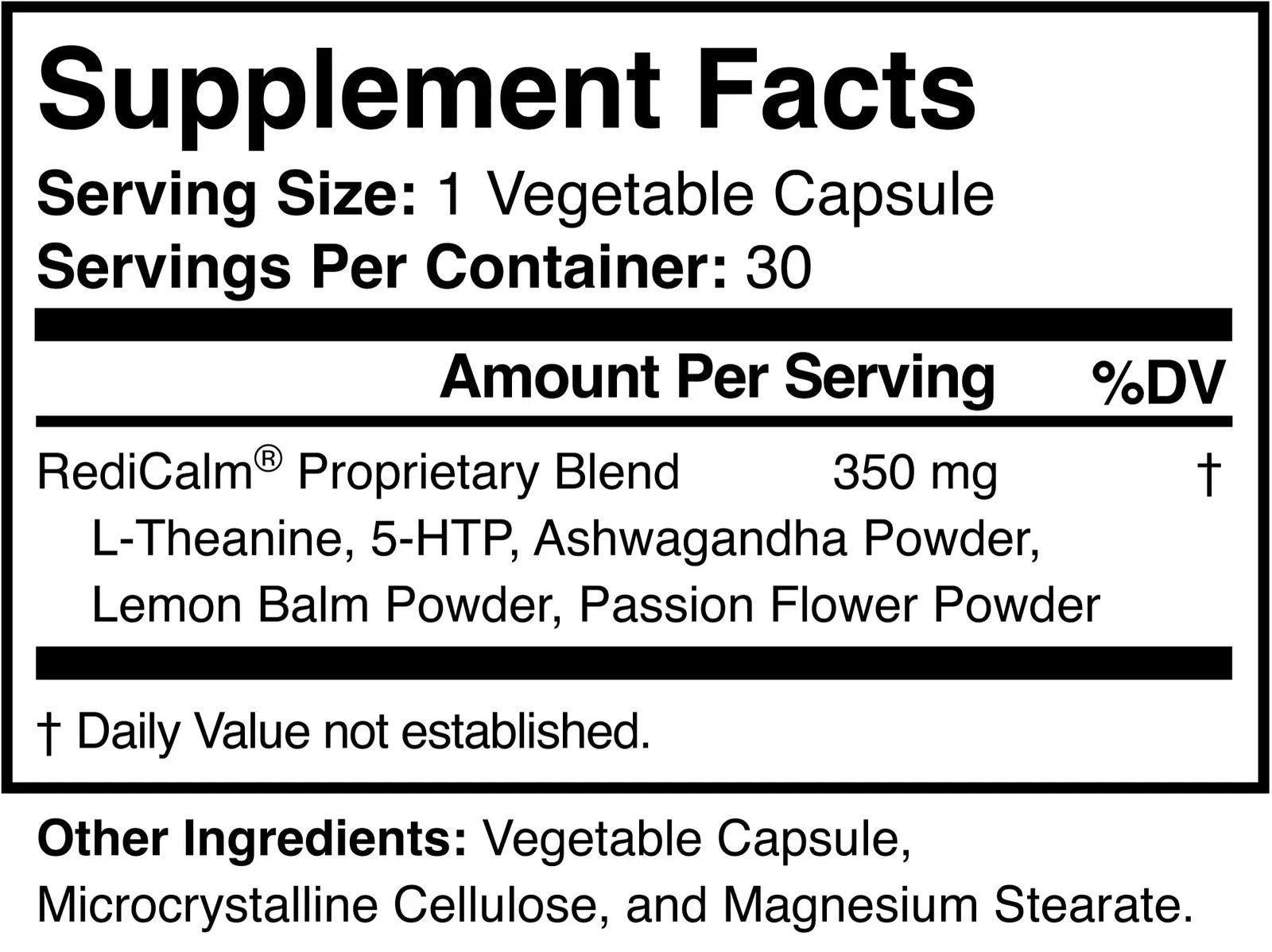 Stress Relief Supplement Natural Non GMO Vegan Gluten Free RediCalm
