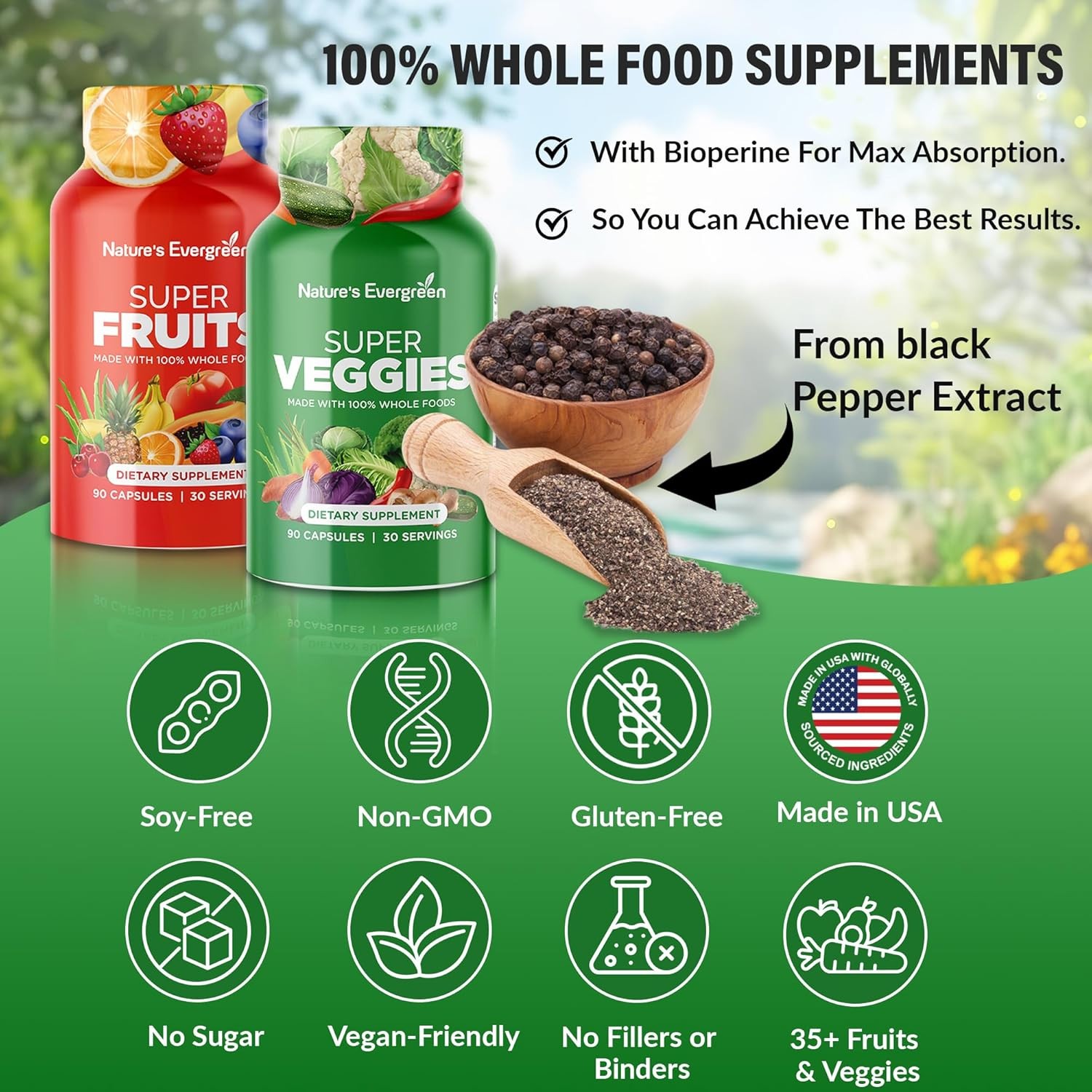 Super Fruits and Veggies Supplement Balance of Daily Nature Vegetables- Set of 2