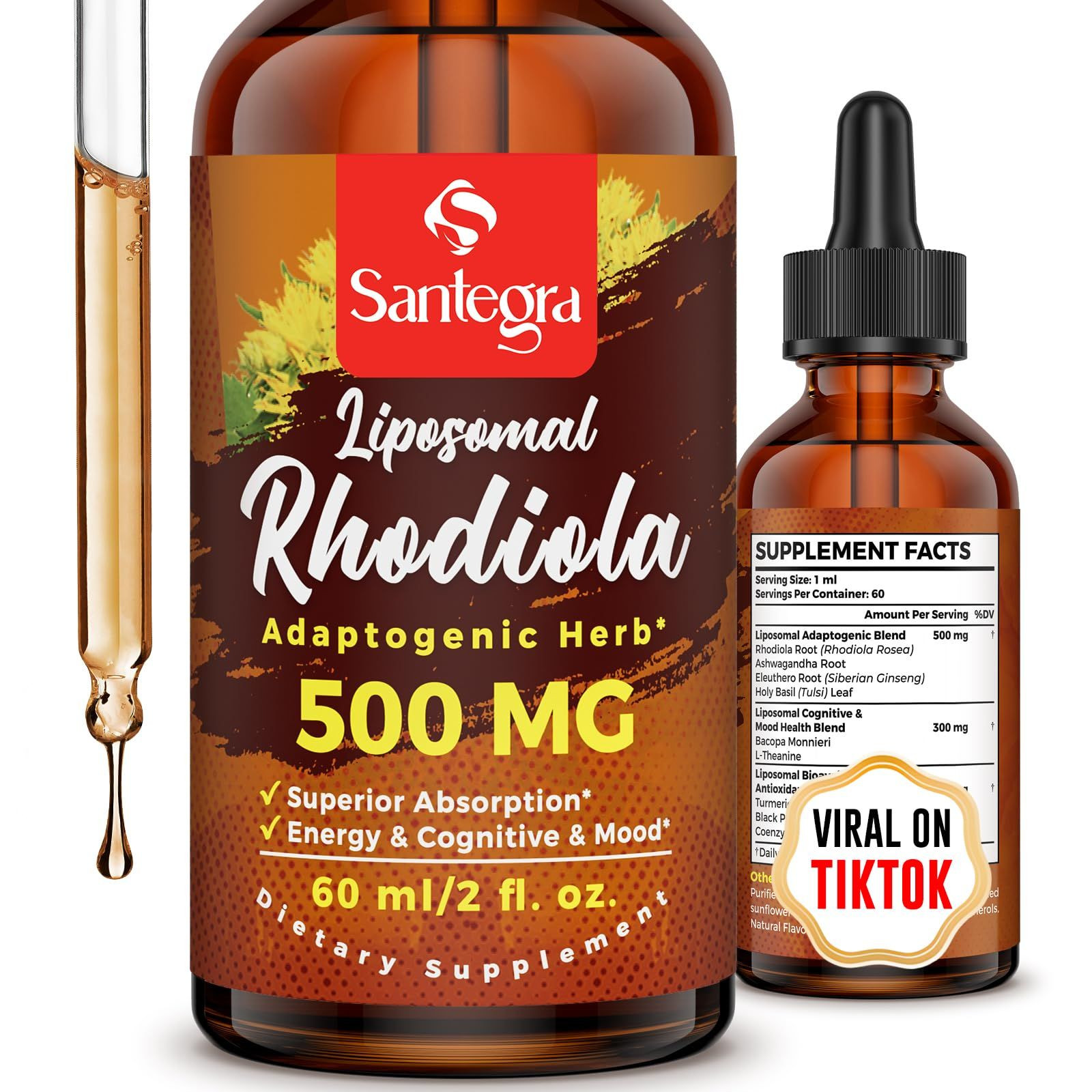 57,000 MG Liposomal Active Rhodiola Rosea Supplement with 2 Fl Oz (Pack of 1)