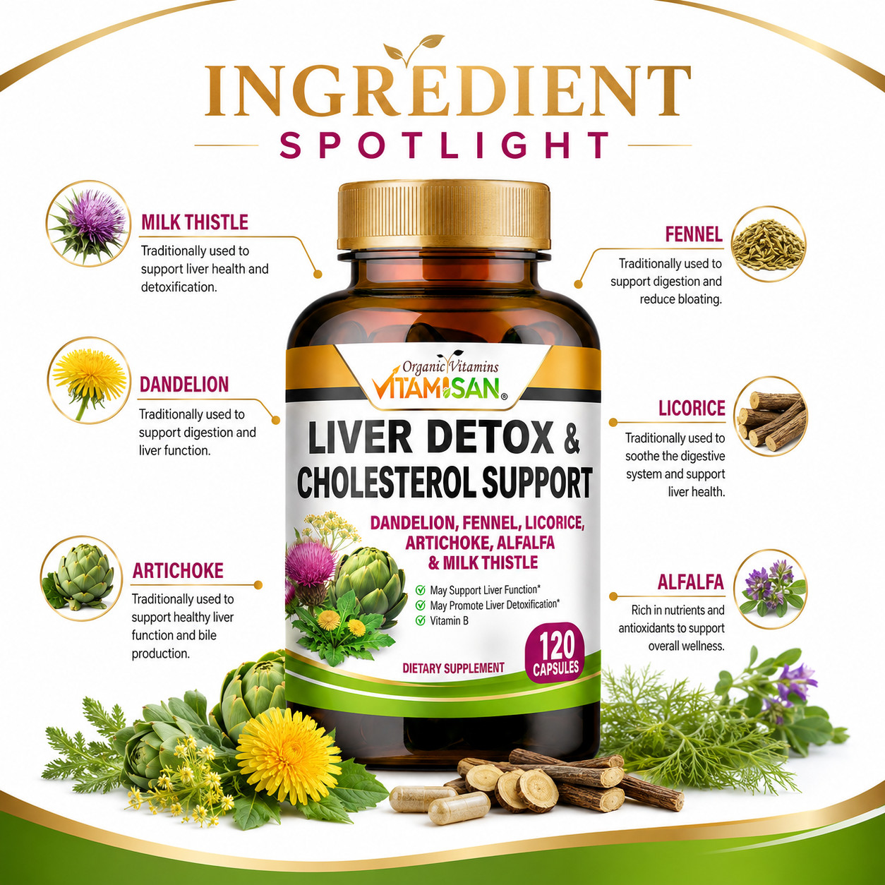 #1 Tablets liver clean health support fat naturals detox cleanse 120 cap