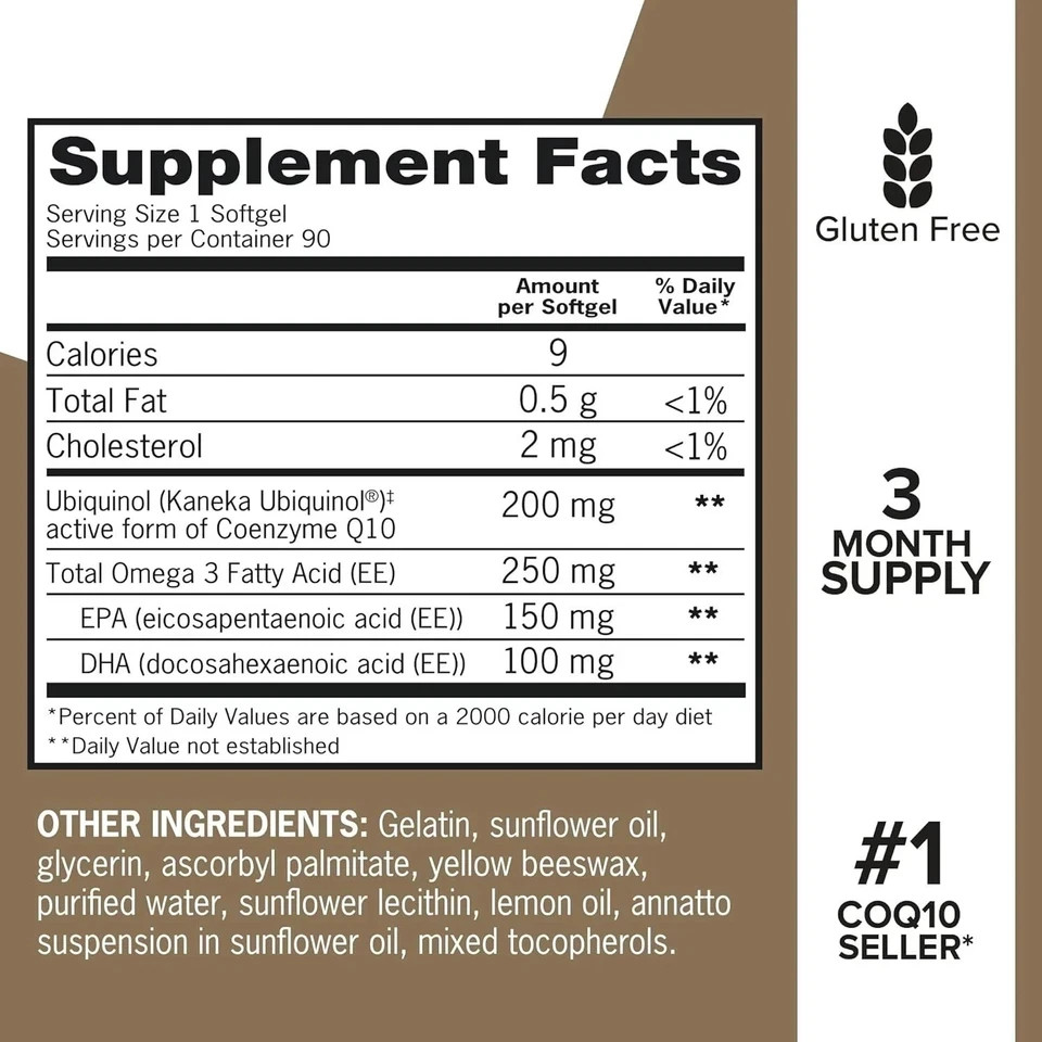 Plus Ubiquinol Omega-3 200mg 250mg 90 Softgels SEALED