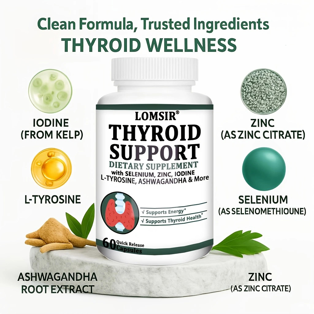 Thyroid Support for Women & Men – Selenium 300mcg Iodine 500mcg – 60 Capsules