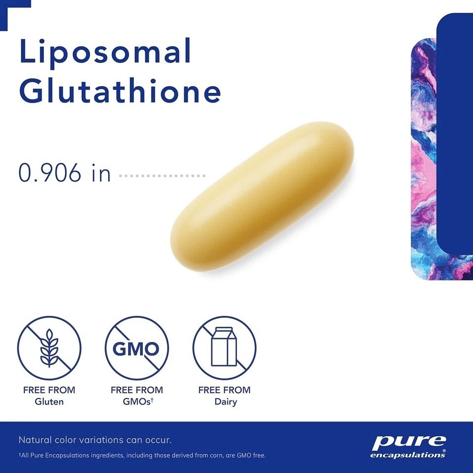Pure Encapsulations Liposomal Glutathione, Liver Detox, 60ct, Exp 2028+