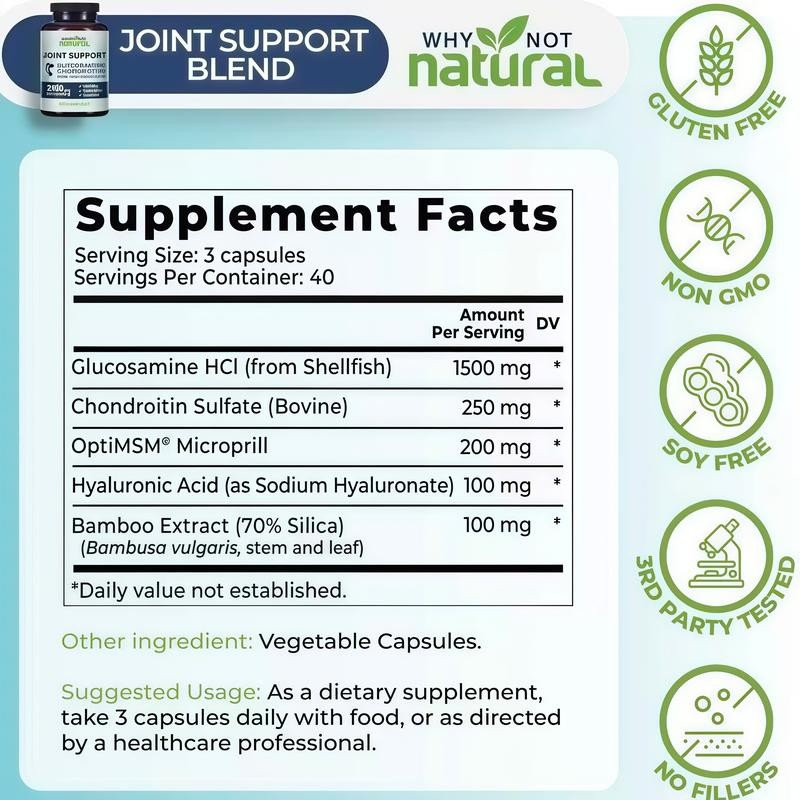 Why Not Natural Glucosamine Chondroitin MSM, Joint Support 2150mg Supplement