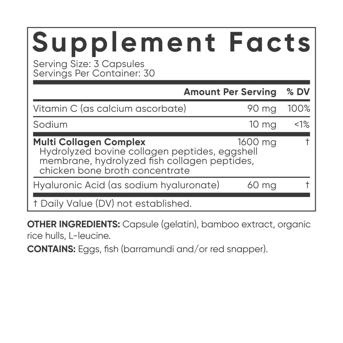 Sports Research Multi Collagen Complex Dietary Supplement – 90 Capsules