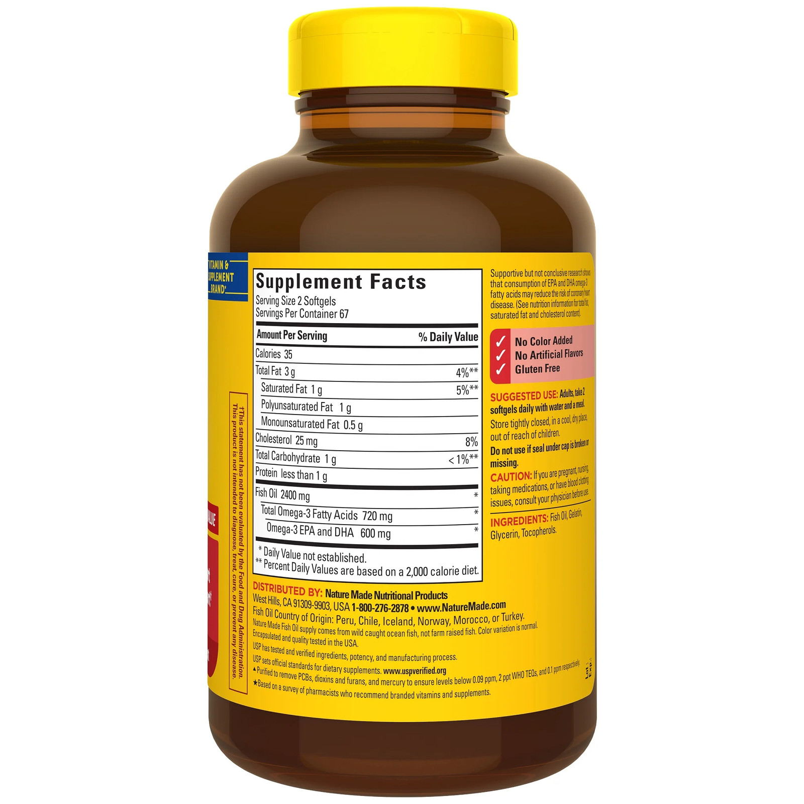Nature Made Fish Oil 2400Mg Softgels, Omega 3 Fish Oil Supplements, 134 Ct