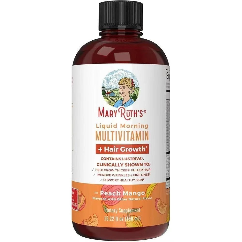 MARYRUTH’S Liquid Morning Multivitamin + Hair Growth, Peach Mango, 30oz. Ex.7/27
