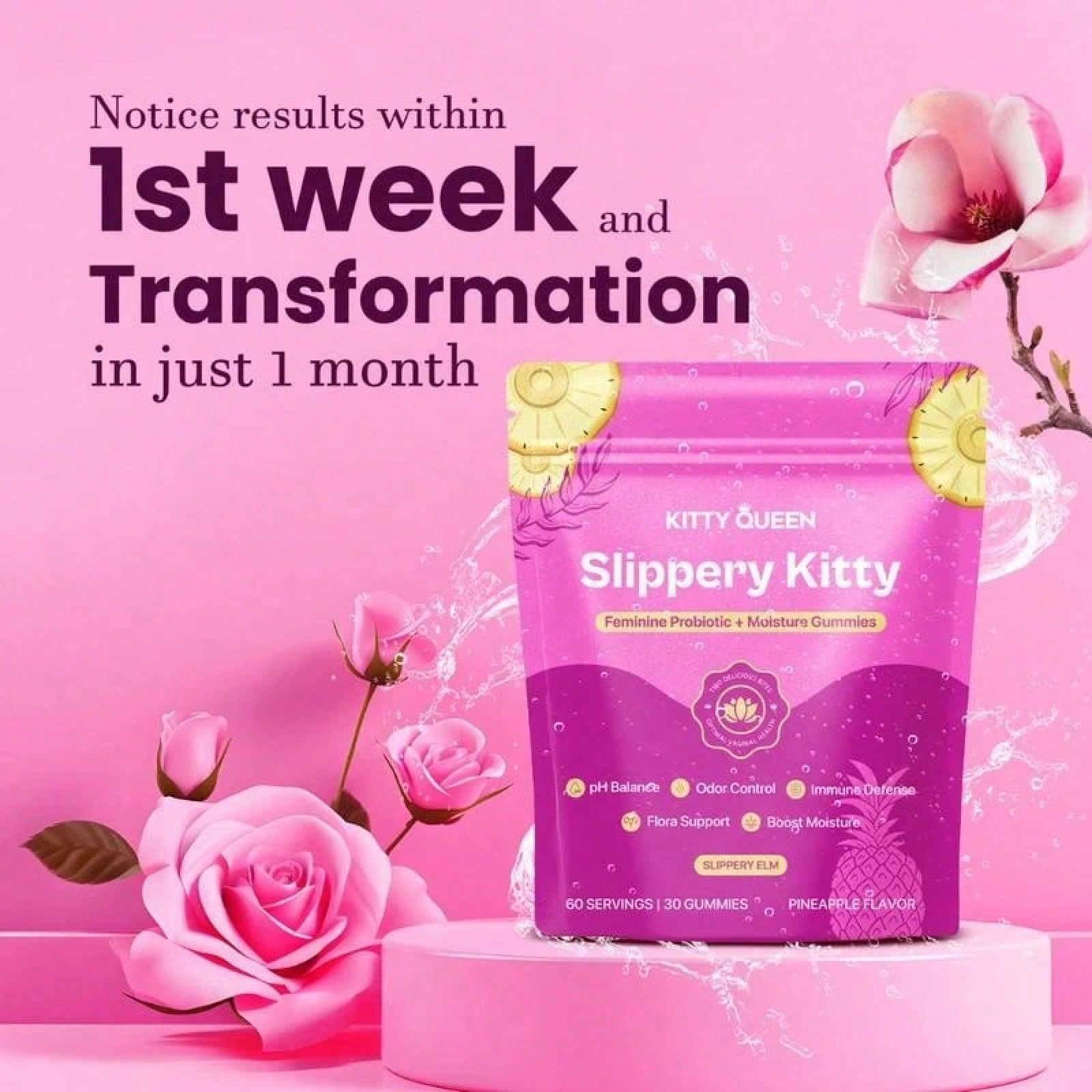 Slippery Kitty Feminine Probiotic + Moisture Gummies – All in One Solution with