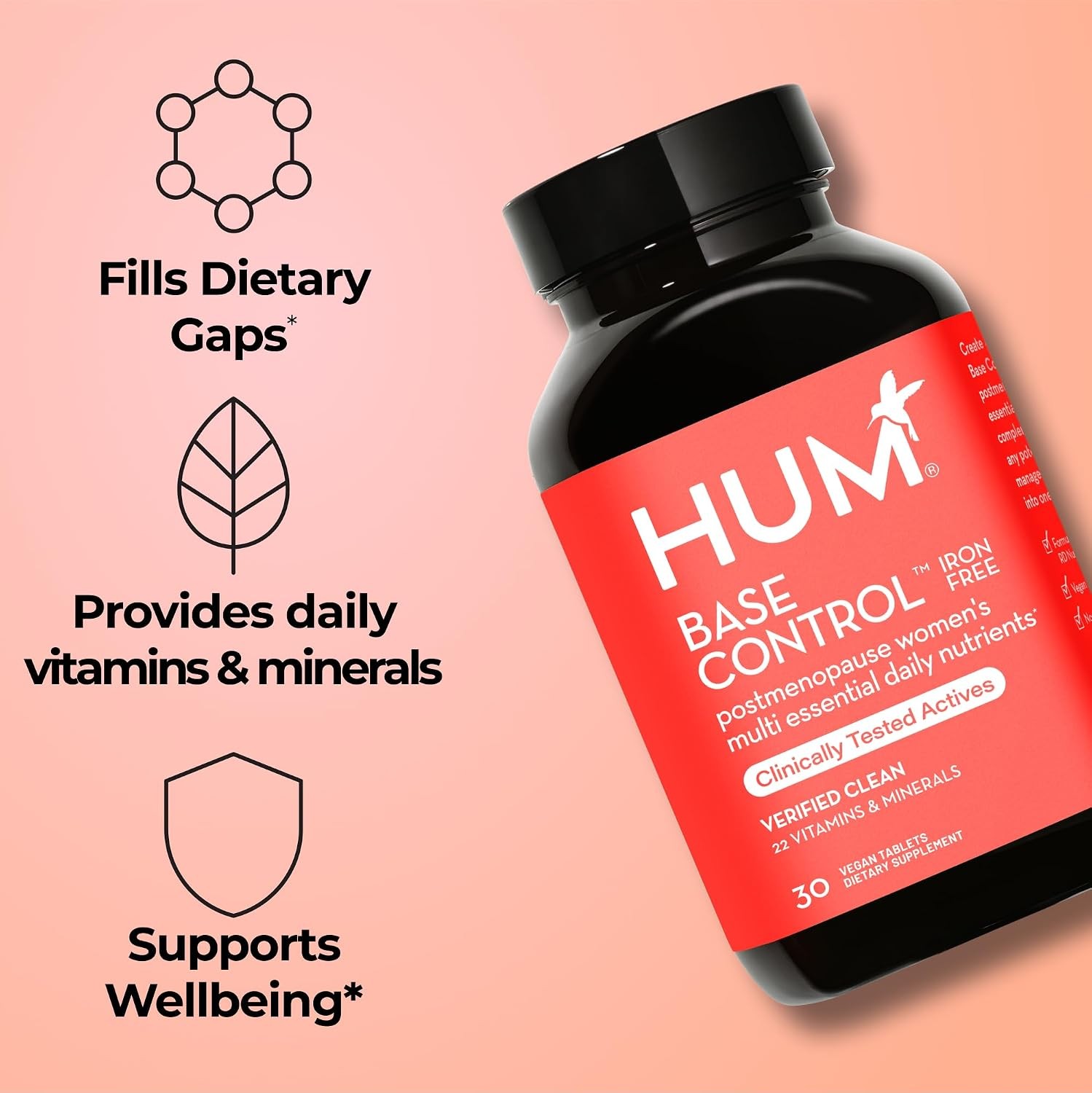 HUM Base Control Iron Free | Women’s Multivitamin Tablets Daily Wellness | 100g
