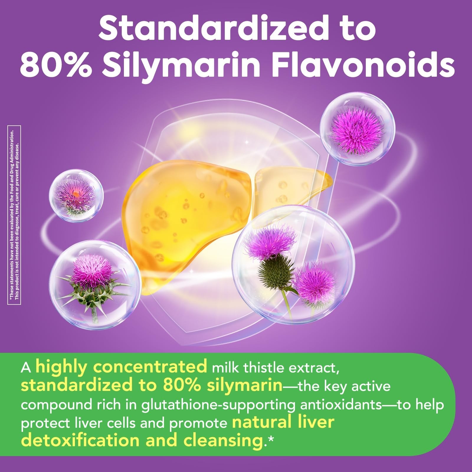 Milk Thistle 300mg Extract, 80% Silymarin, Liver Detox Cleanse, 180 Veggie Caps