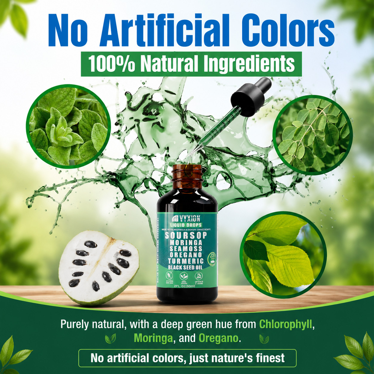 VYXION 10-in-1 Soursop Liquid Drops Seamoss Moringa Immune Gut Support 2oz